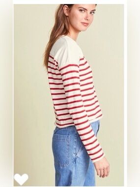 rag & bone 100%Cotton Red & White Striped Long-Sleeve Top
